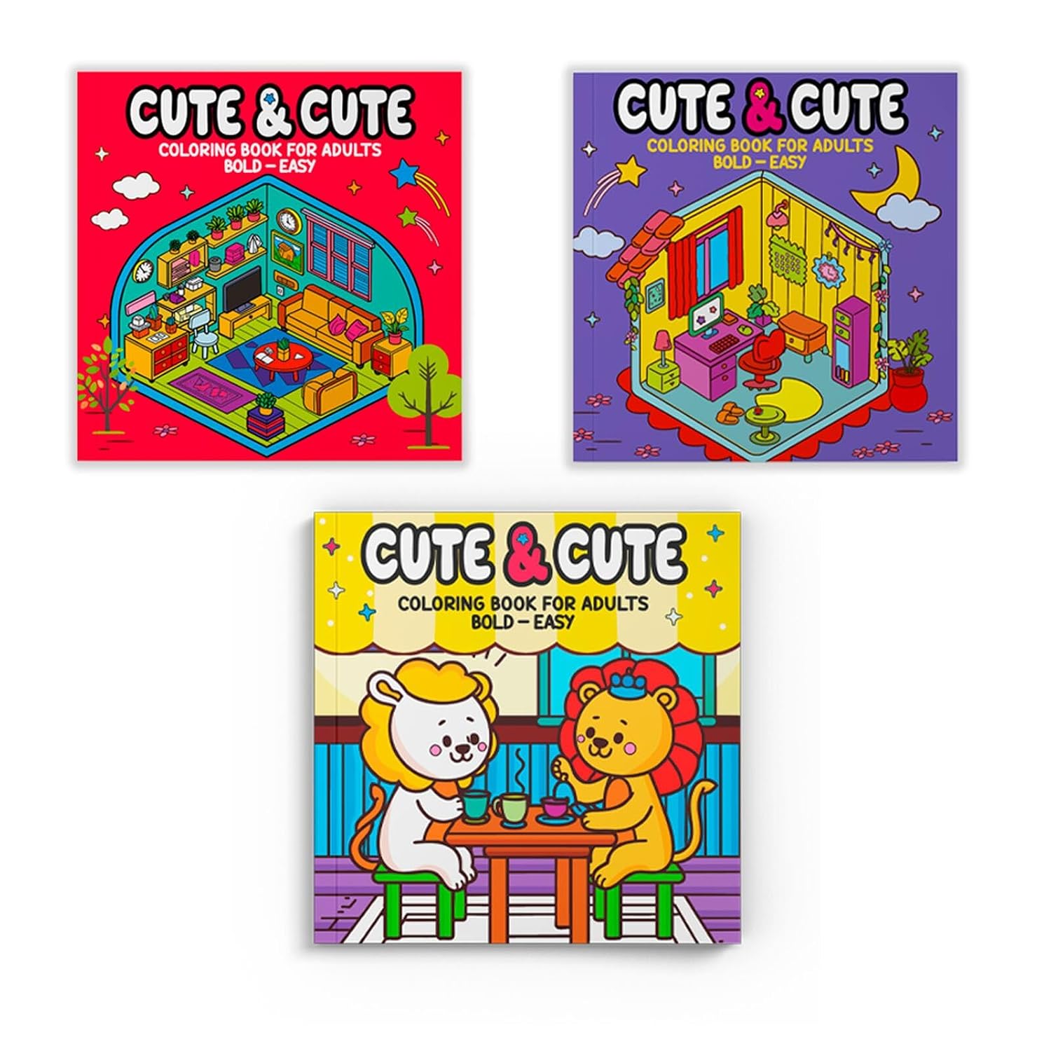 capítulo por capítulo baixar Coleção Cute & Cute Coloring Book for Adults Special - Bold Easy - Kit com 3 Livros de Colorir Adulto