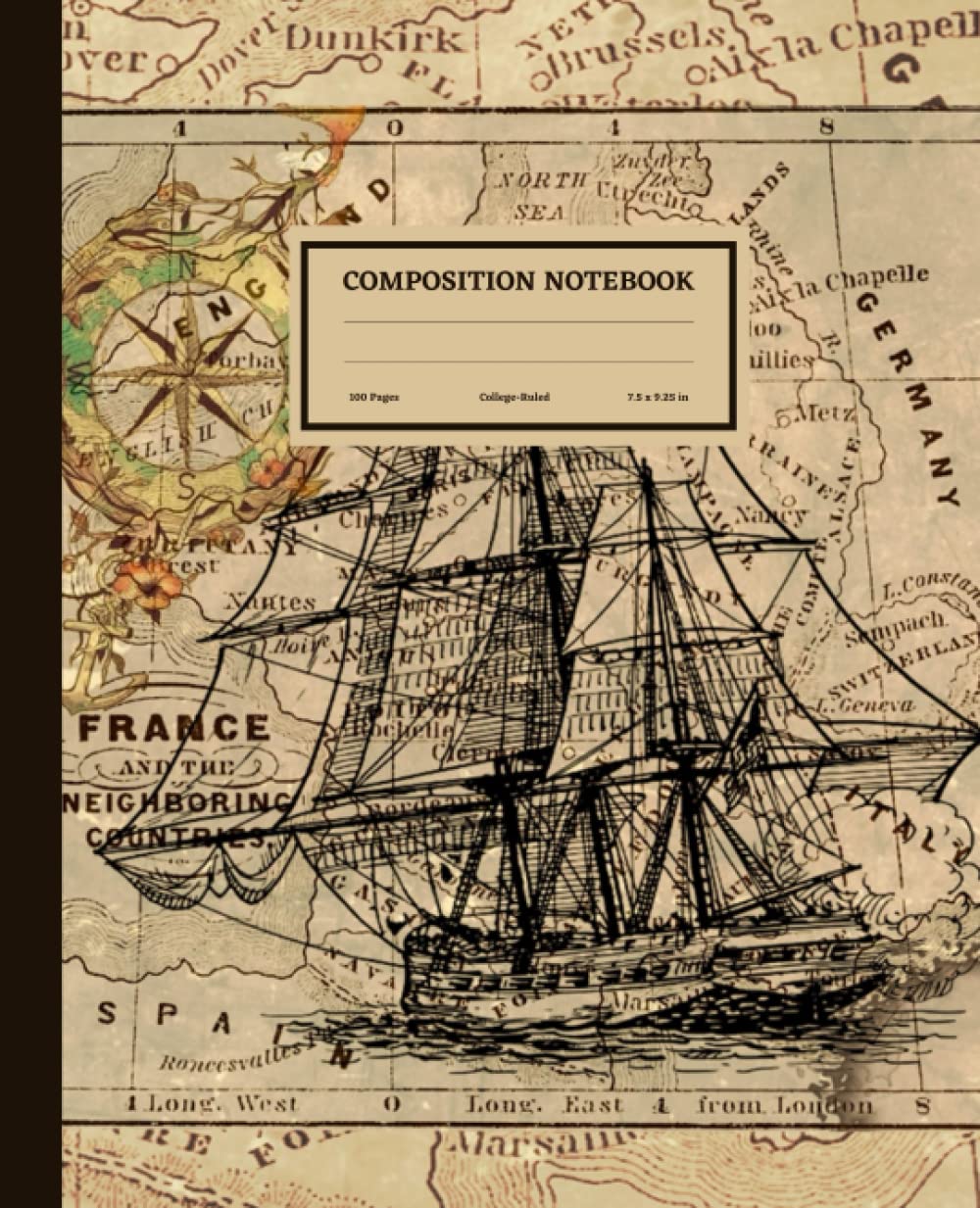 capítulo por capítulo baixar Composition Notebook: Vintage Map with Ship And Compass Illustration. College Ruled, 100 Pages, Cream Paper, 7.5'' x 9.25''
