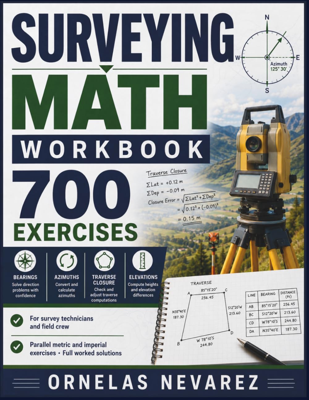Surveying Math Workbook: 700 Exercises Bearings · Azimuths · Traverse Closure · Elevations baixar o livro de graça