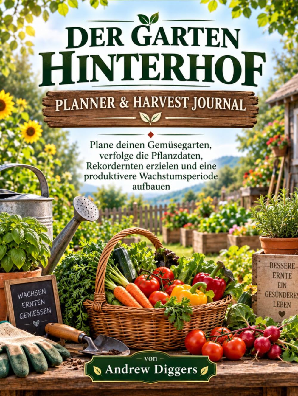 DER GARTEN HINTERHOF PLANNER & HARVEST JOURNAL: Plane deinen Gemüsegarten, verfolge die Pflanzdaten, Rekordernten erzielen und eine produktivere Wachstumsperiode aufbauen (German Edition) baixar livro de graça