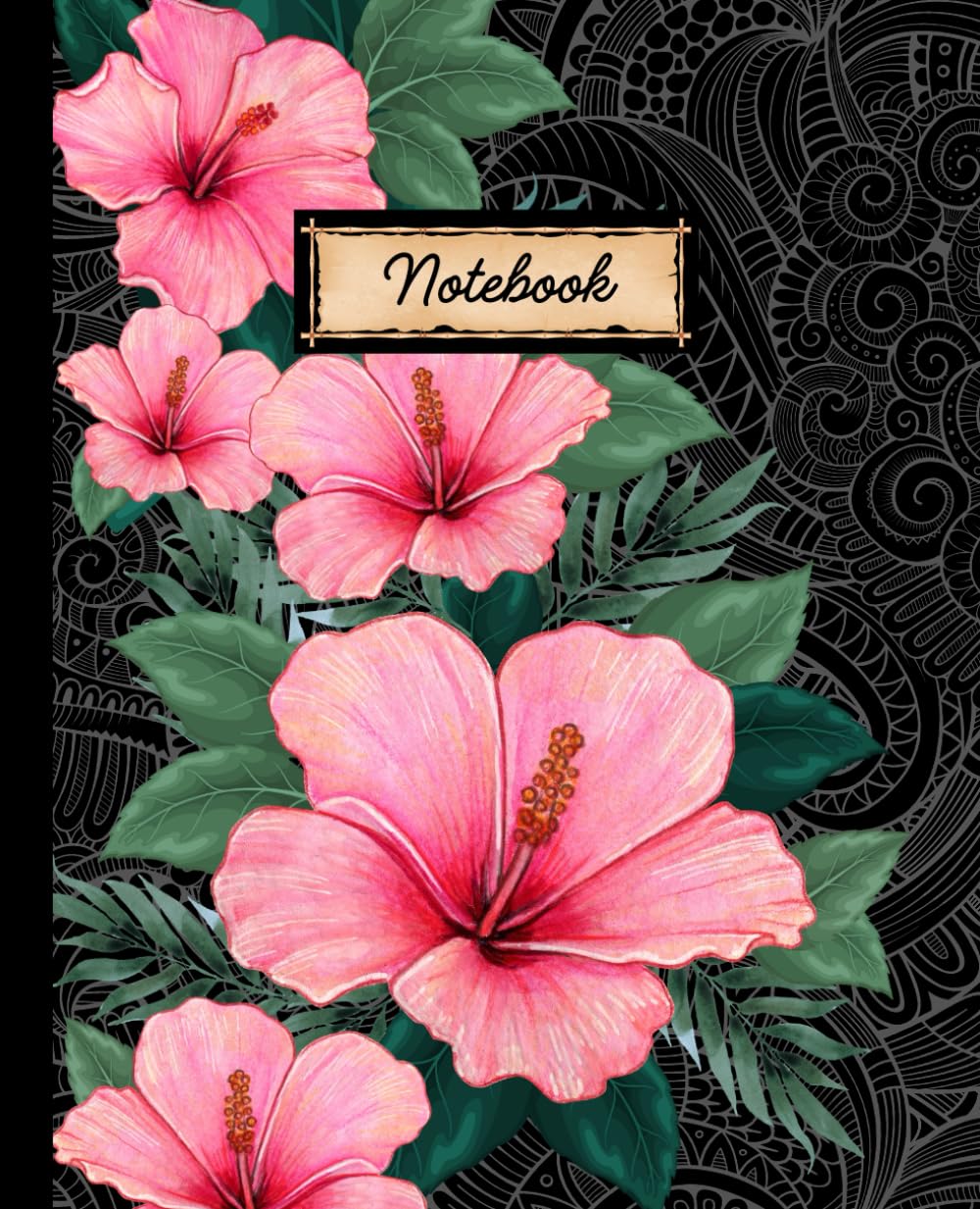 ler totalmente “Spirit of Aloha” Tropical Print Notebook - Pink Hibiscus on Black Background: So the Islands Will Always Be Within Your Reach