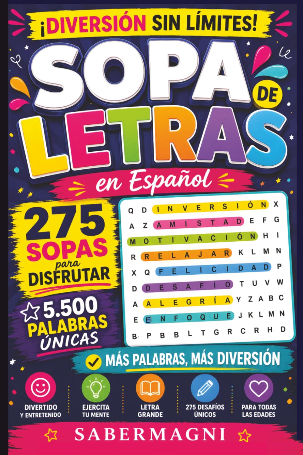 ler totalmente Sopa de Letras en Español para Adultos – Letra Grande: 275 Sopas con 5.500 Palabras Únicas y Sin Repeticiones | Pasatiempos para Adultos y Mayores con Soluciones (Spanish Edition)
