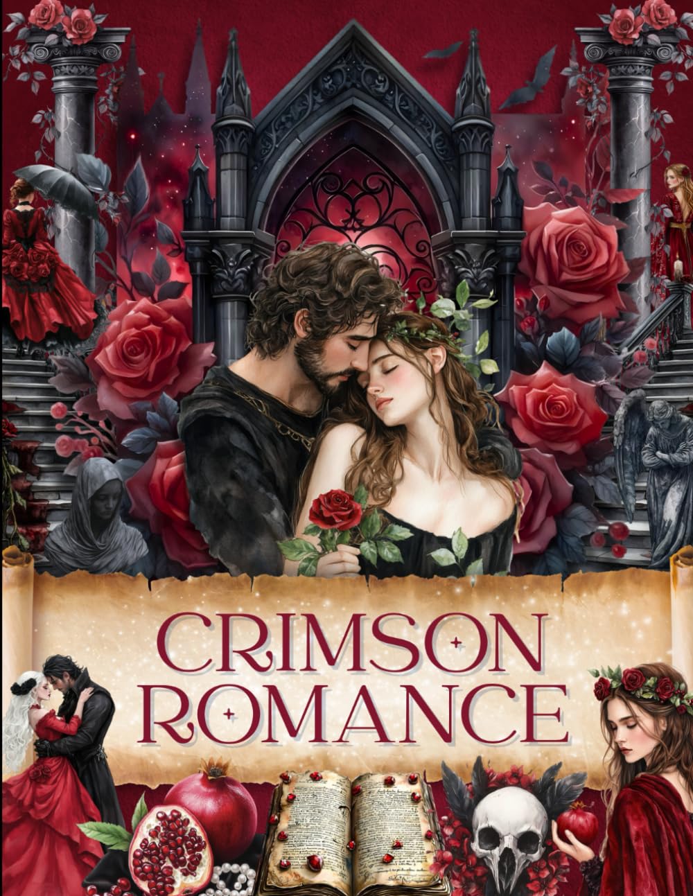 ler totalmente Crimson Romance Cut and Collage Ephemera Book: 300 High-quality Dark Romantasy Images for Scrapbooking, Journaling, Collage Art, Mixed Media and more