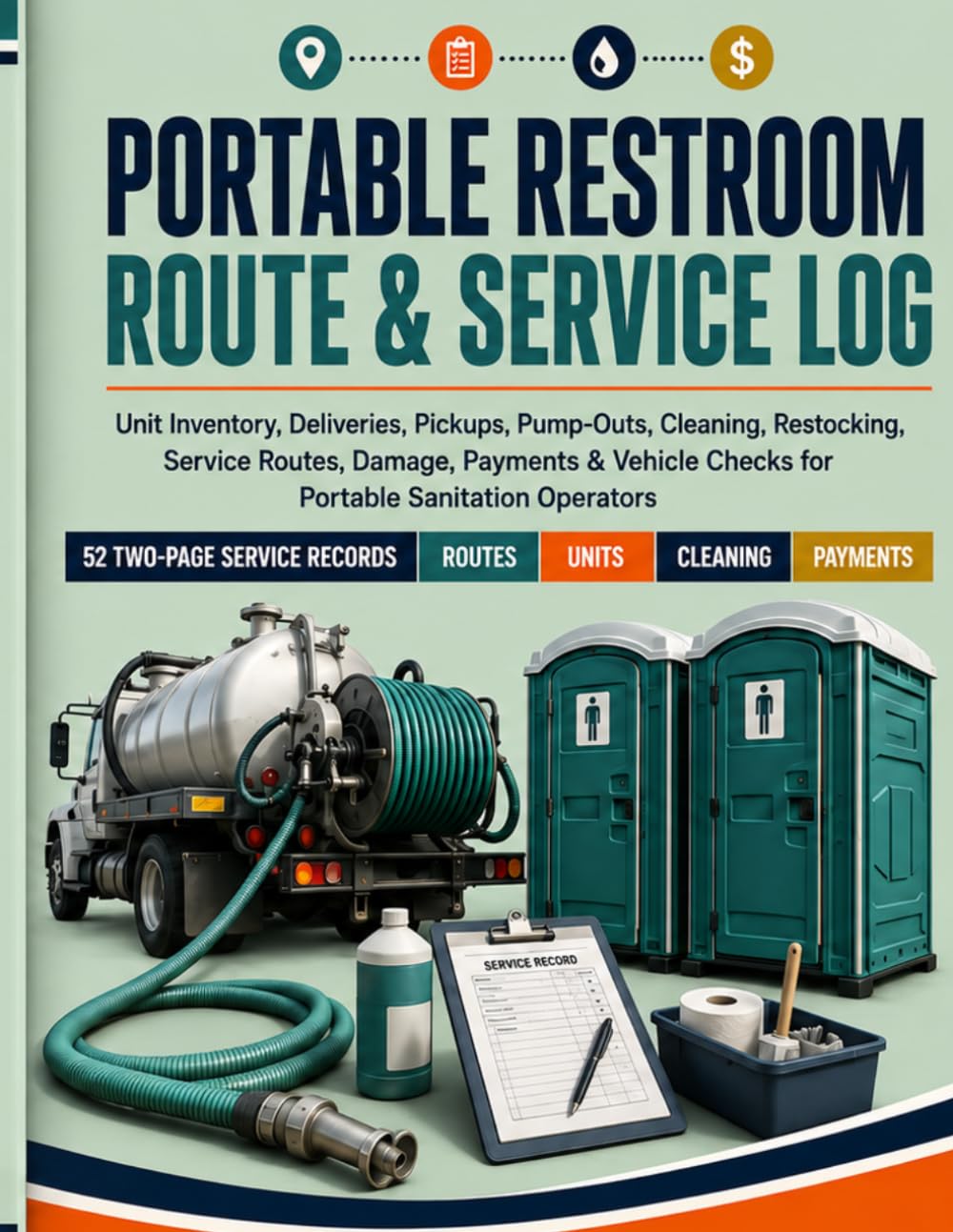 Portable Restroom Route & Service Log: Unit Inventory, Deliveries, Pickups, Pump-Outs, Cleaning, Restocking, Service Routes, Damage, Payments & Vehicle Checks for Portable Sanitation Operators baixar o livro de graça