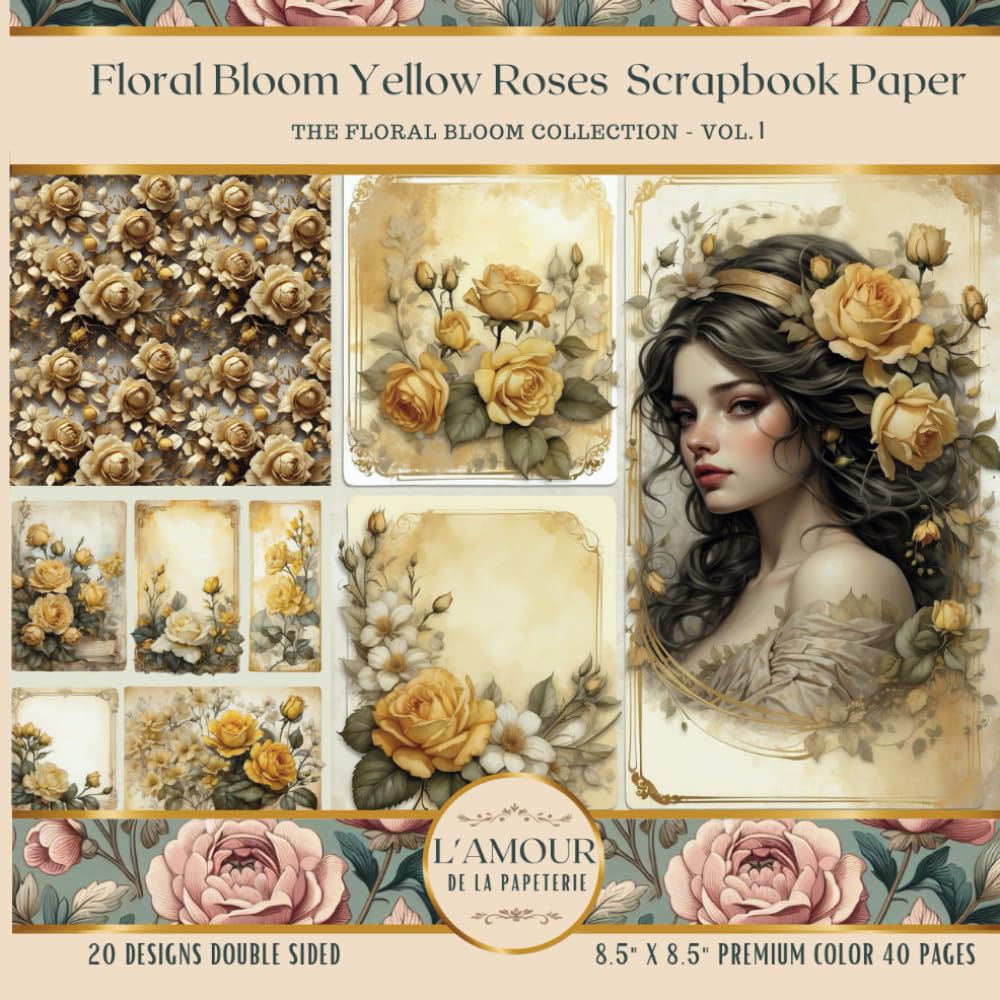 Floral Bloom Yellow Roses Scrapbook Paper: The Floral Bloom Collection Vol.1