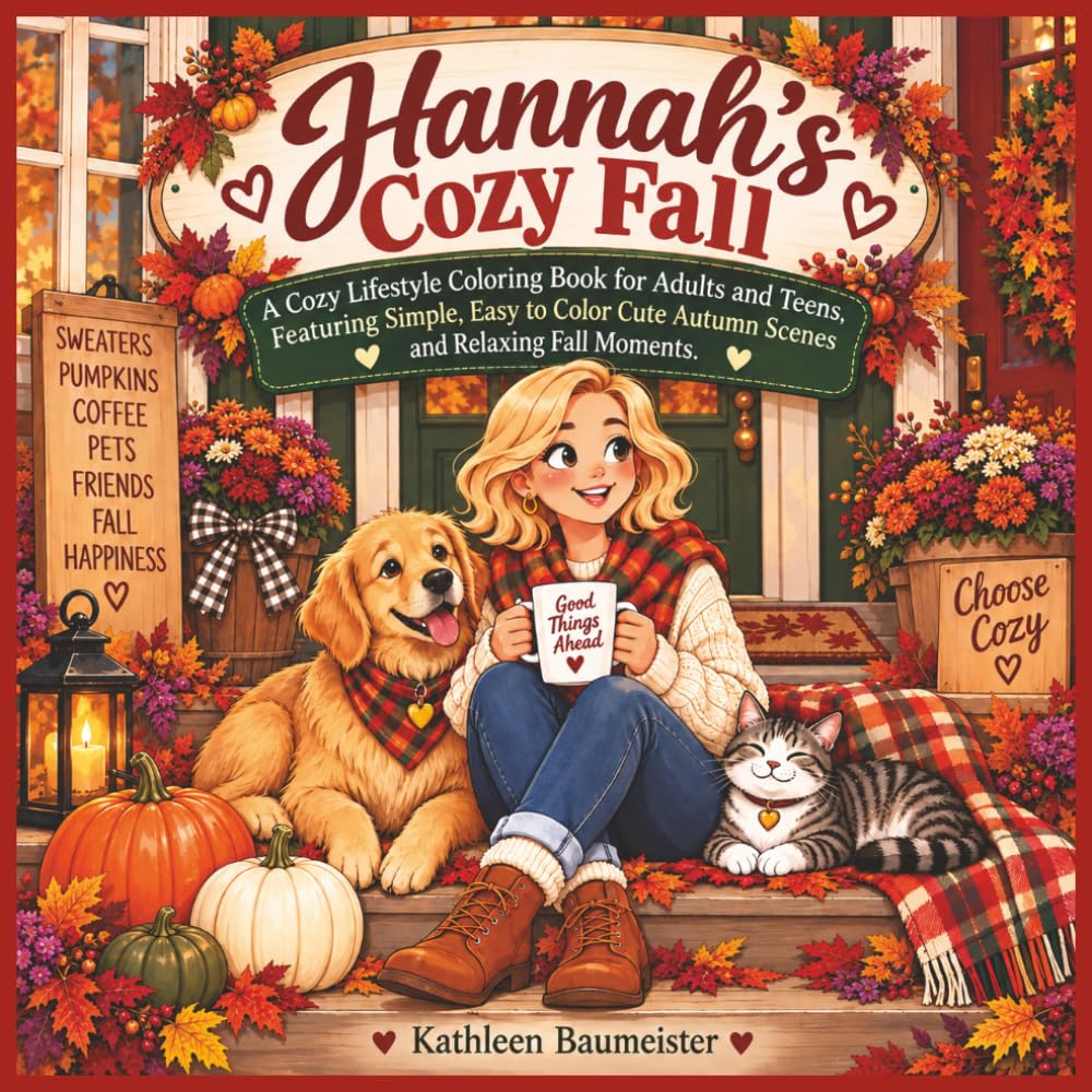 ler totalmente Hannah's Cozy Fall: A Cozy Lifestyle Coloring Book for Adults and Teens, Featuring Simple, Easy to color Cute Autumn Scenes and Relaxing Fall Moments