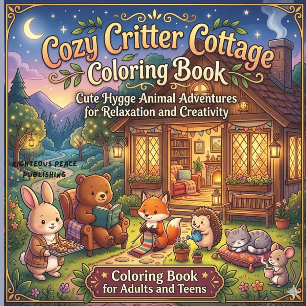 ler totalmente Cozy Critter Cottage Coloring Book: Cute Hygge Adventures For Relaxation and Creativity, For Adults and Teens