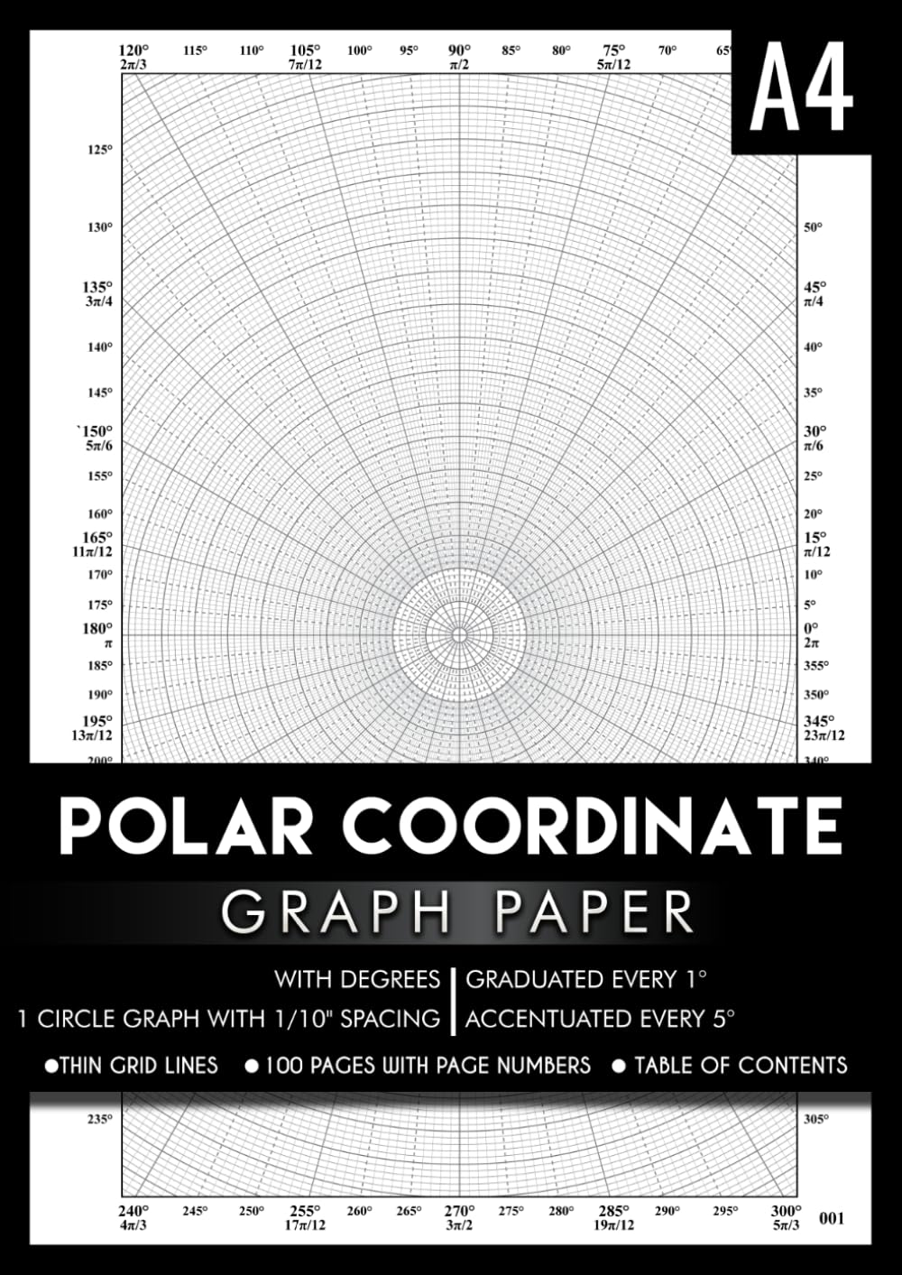 Polar Coordinate Graph Paper Notebook: 360° Polar Plotting Paper with Degree and Radian Labels | 1/10 Inch Radials with 1° Divisions and 5°... Pages with Table of Contents | DIN A4 Size baixar o livro de graça
