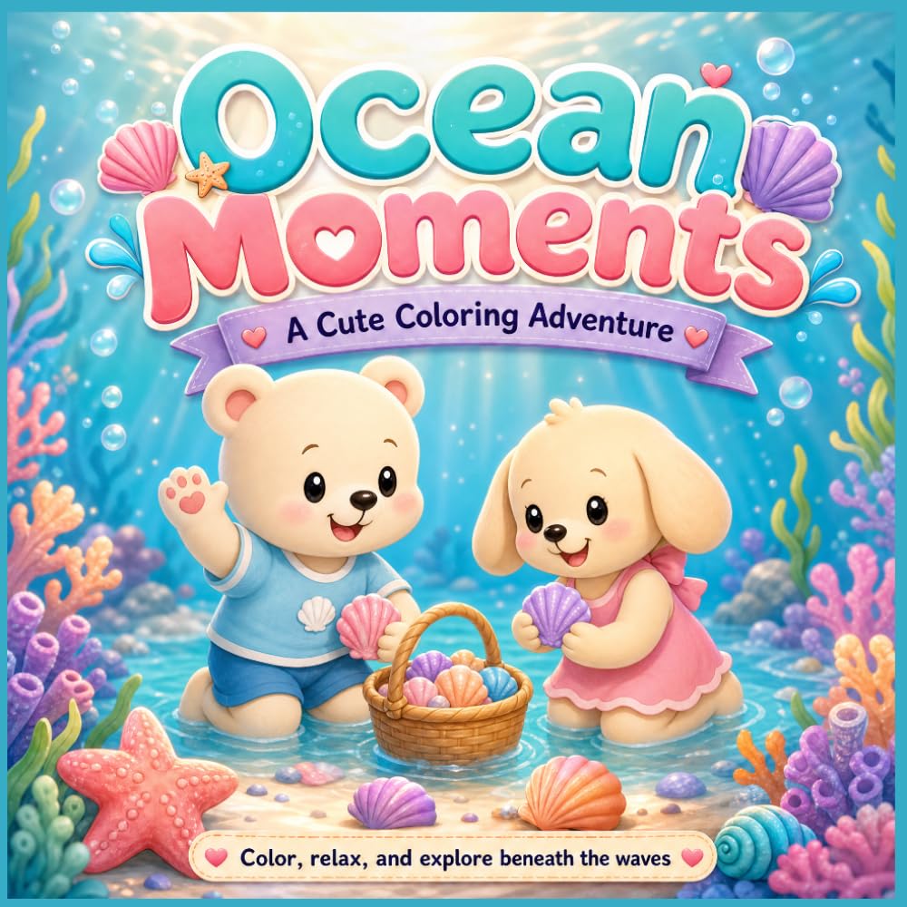 Ocean Moments: A Cute Ocean-Themed Coloring Book with 39 Adorable Illustrations baixar livro de graça