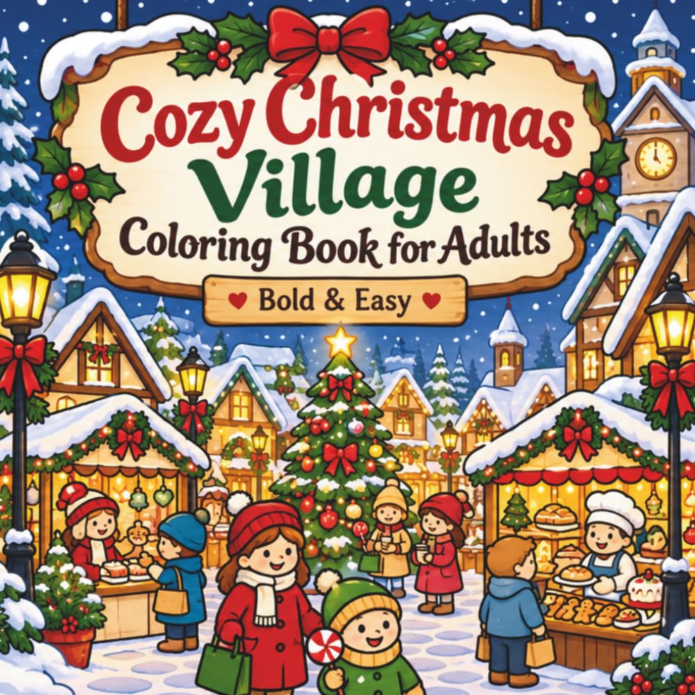 ler totalmente Cozy Christmas Village Coloring Book for Adults: Intricate Winter Illustrations to Relax, Unwind & Spark Creativity During the Holiday Season