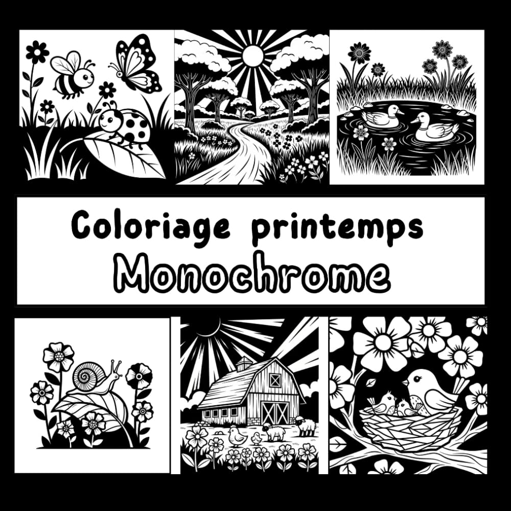 coloriage printemps & monochrome: Livre de coloriage relaxant et anti-stressen noir et blanc – livre de dessin monochrome (French Edition) baixar o livro de graça