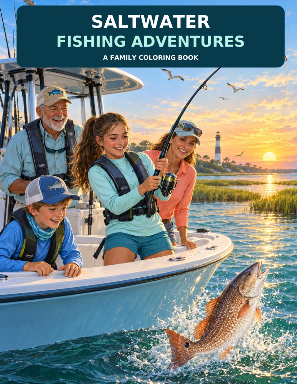 ler totalmente SALTWATER FISHING ADVENTURES: A FAMILY COLORING BOOK