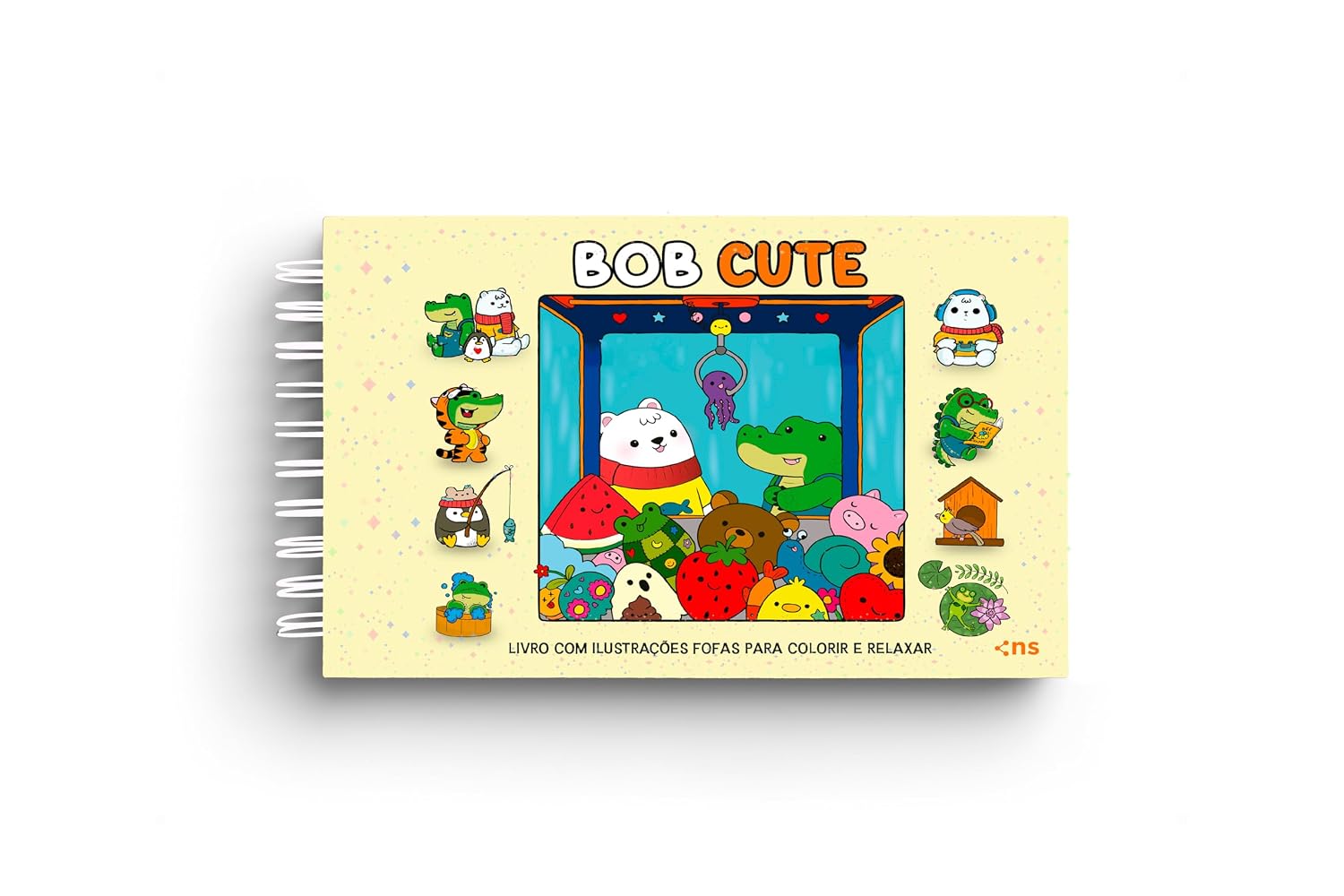 BOB CUTE – CAPA DURA AMARELO - Livro com ilustrações fofas para colorir e relaxar - papel 180gr