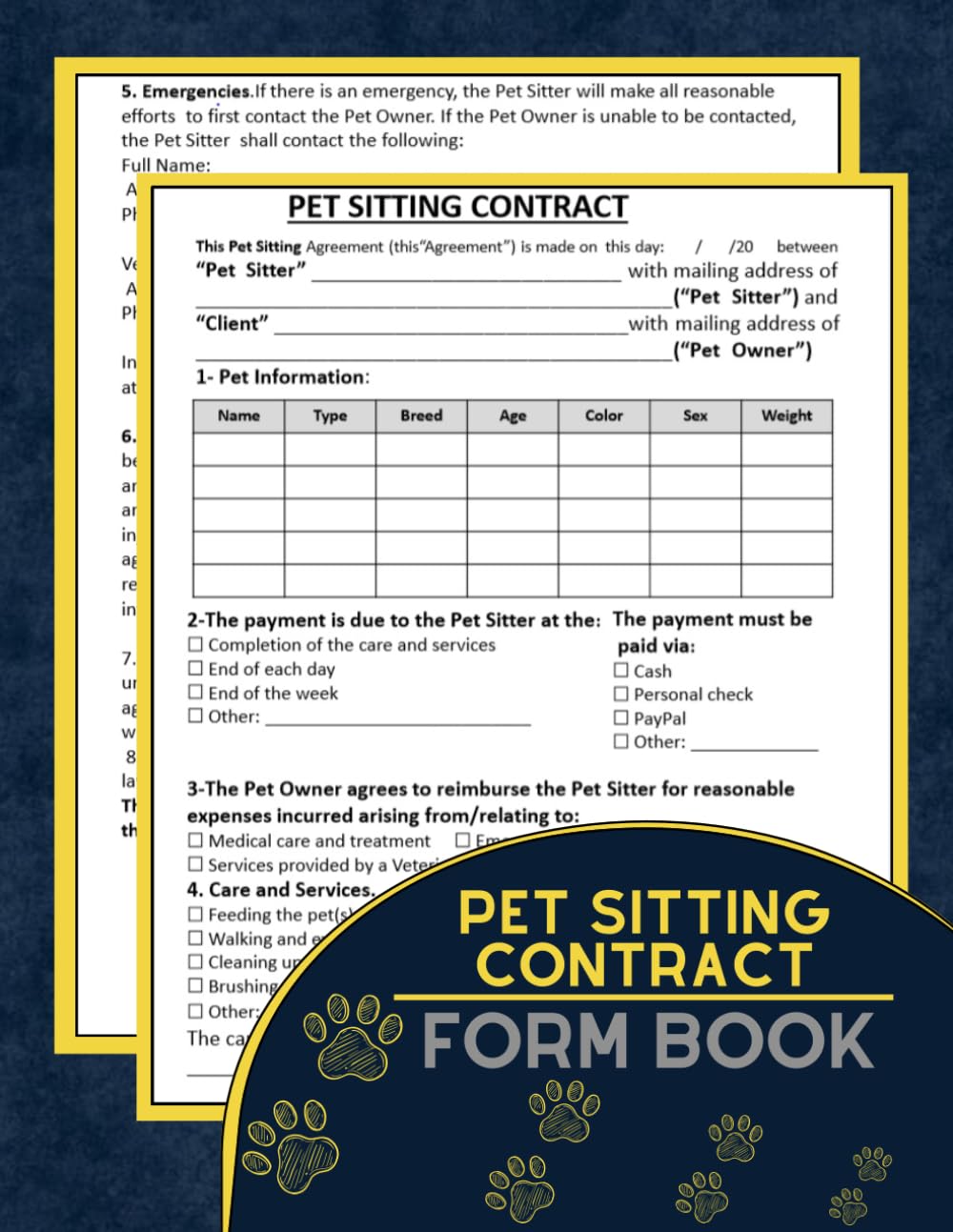 Pet Sitting Contract Form Book: Dog / Cat Sitting Services Agreement, 59 Contracts | 8.5''x11'' Inch. Agreement Between Client and Sitter baixar livro de graça