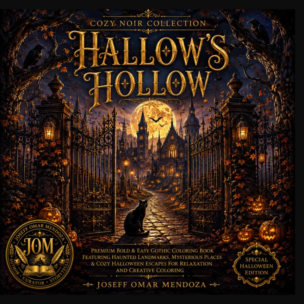 Cozy Noir Collection: Hallow's Hollow: A Bold & Easy Halloween Coloring Book for Adults Featuring Haunted Places, Gothic Landmarks, Spooky Villages,... Autumn Scenes & Relaxing Halloween Escapes baixar o livro de graça
