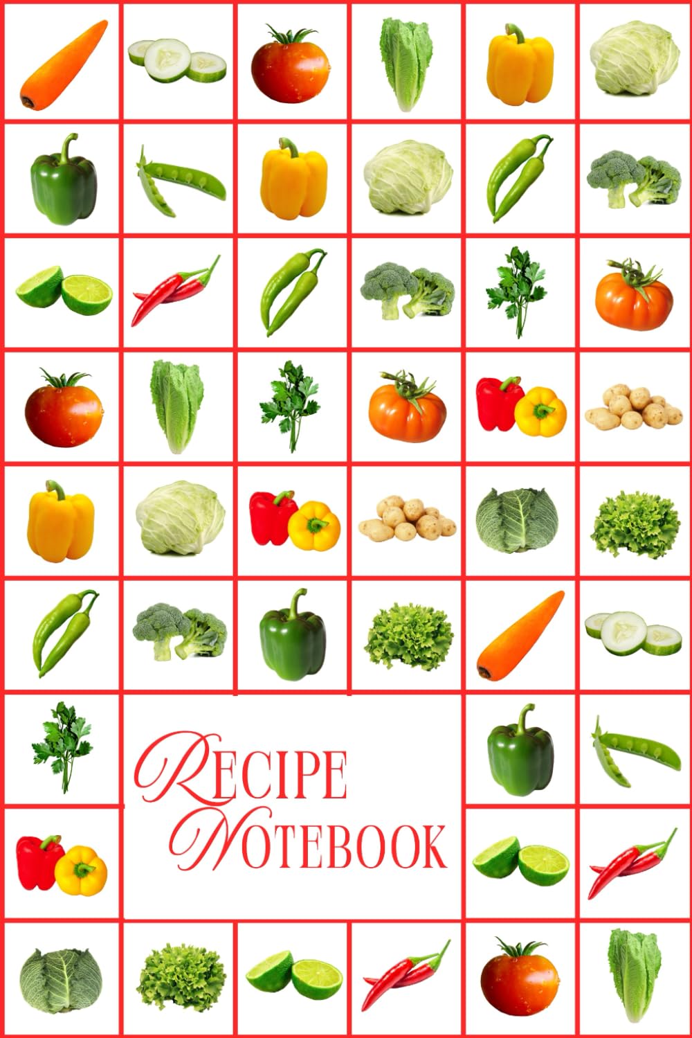 Recipe Notebook with Variety of Vegetables in Red Grid: 6 x 9 inches with 104 pages baixar o livro de graça