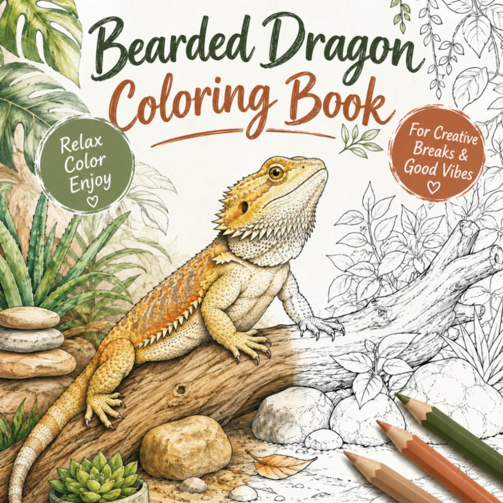 Bearded Dragon Coloring Book: Fascinating Bearded Dragons in Heartwarming Scenes to Color and Relax baixar o livro de graça