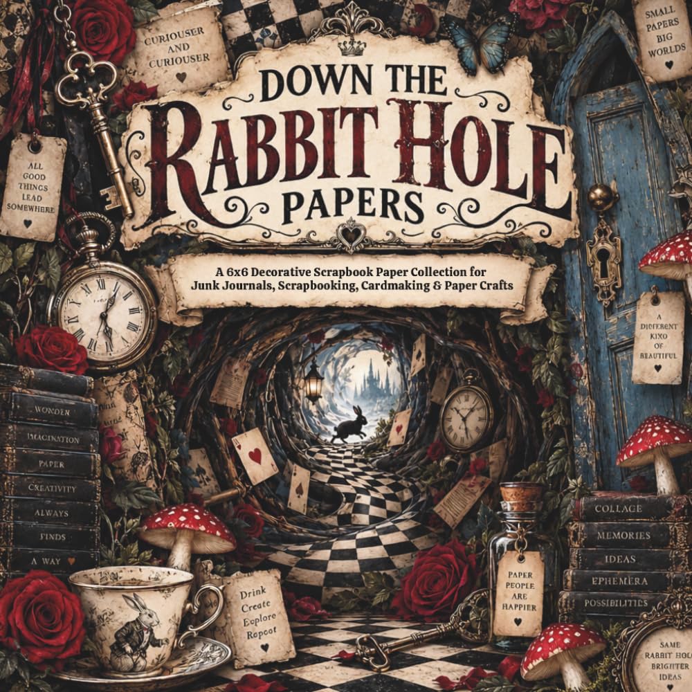 Down the Rabbit Hole Papers: Decorative Paper Prints Pad 6x6 Decorative Scrapbook Papers for Junk Journals, Scrapbooking, Cardmaking & Collage | Dark... in Black, Cream, Dusty Red & Faded Blue baixar livro de graça