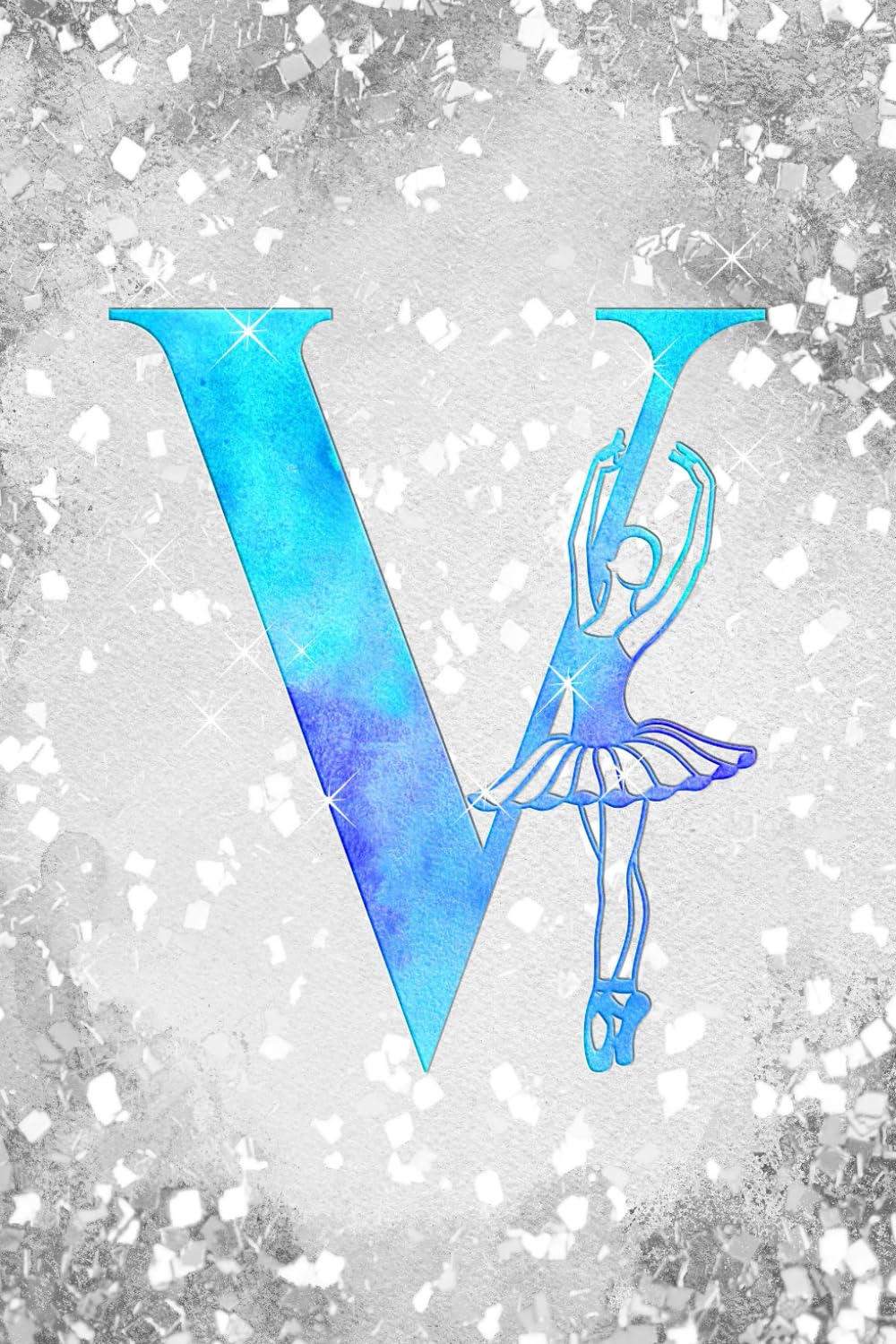 V: Letter "V" Initial Ballet Dance Monogram Gift Notebook - Ballerina on Silver Teal & Blue - College-Ruled Personal Journal, Writing Pad or Diary for Dancers, Girls & Women - 110 Pages, 6x9 baixar o livro de graça