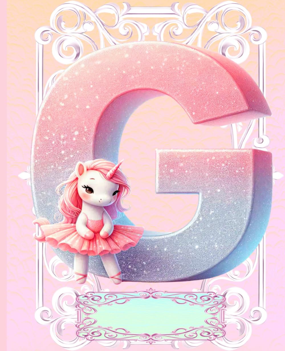 *G* UNICORN BALLERINA LETTER MONOGRAM COMPOSITION NOTEBOOK Diary Journal Cute Fun Whimsical Pink Ballet Dancer Figurine Doll Art: ֍Wide... Dance Homeschool Kindergarten Grade School baixar o livro de graça