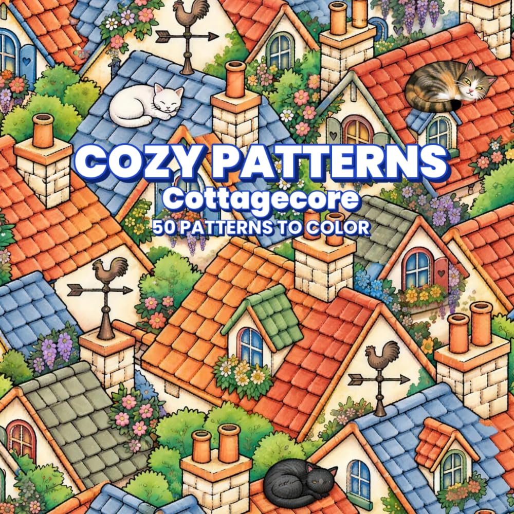 Cozy Patterns: Cottagecore: 50 Patterns to Color, for Grown-Ups and Kids baixar o livro de graça