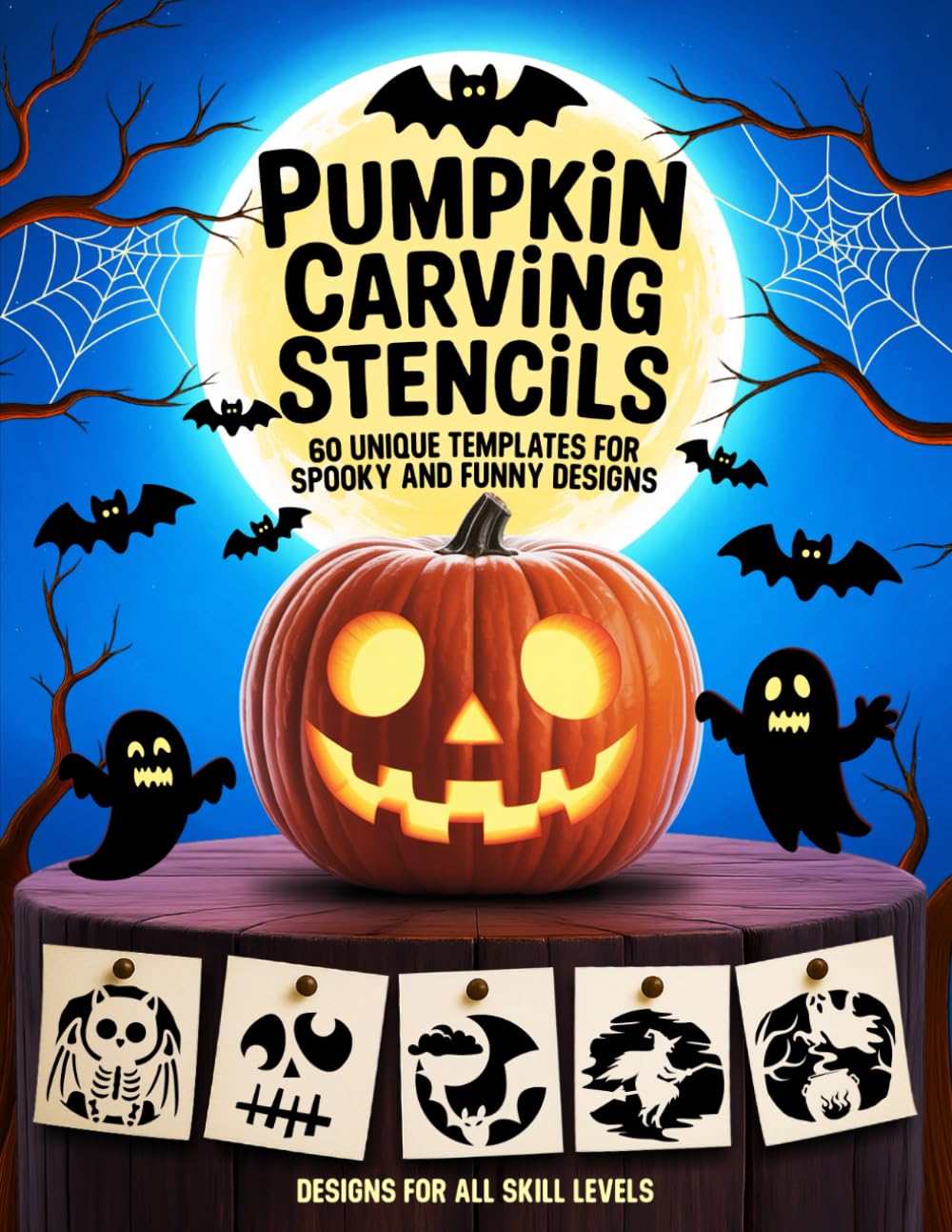 ler totalmente Pumpkin Carving Stencils - 60 Unique Templates for Spooky and Funny Designs: Designs for All Skill Levels | Includes Witches, Cats, Skulls, Ghosts & More Halloween Fun