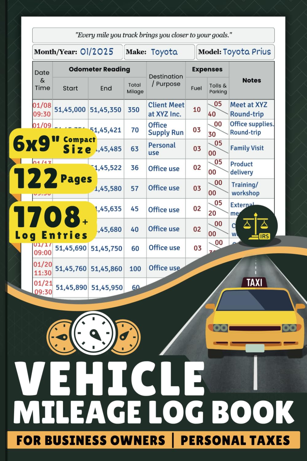 capítulo por capítulo baixar Vehicle Mileage Log Book: For Business Owners, Self-Employed, and Personal Taxes – Track Mileage, Expenses, and Maintenance: 6 x 9 Compact Size, 122... – Perfect for Personal and Business Tracking.