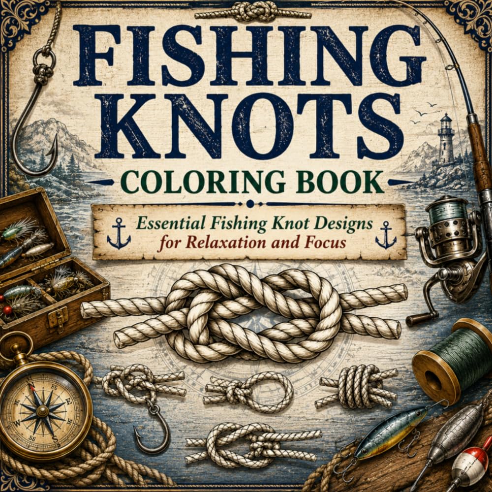 ler totalmente Fishing Knots Coloring Book for Adults: 40+ Practical Hook, Leader & Line Knot Designs for Anglers – Relaxing Fishing Art Pages (The Ocean & Ropework Adult Coloring Series)
