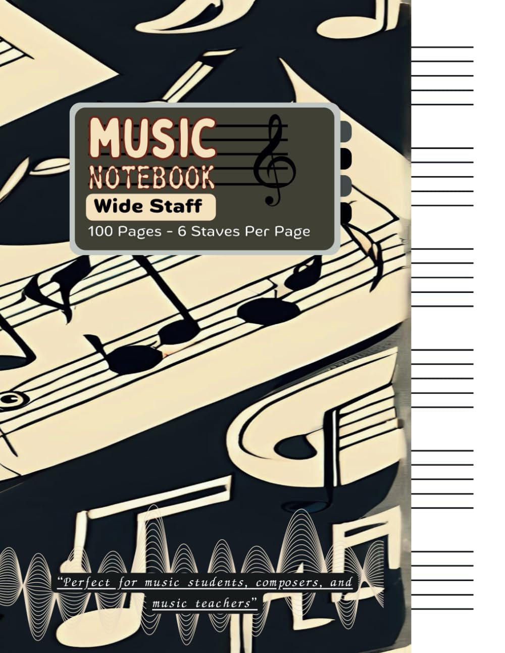 ler totalmente Music Notebook – Wide Staff Composition Book: Perfect for music students, teachers, and aspiring composers – 100 Pages, Wide Staff, 6 Staves Per Page