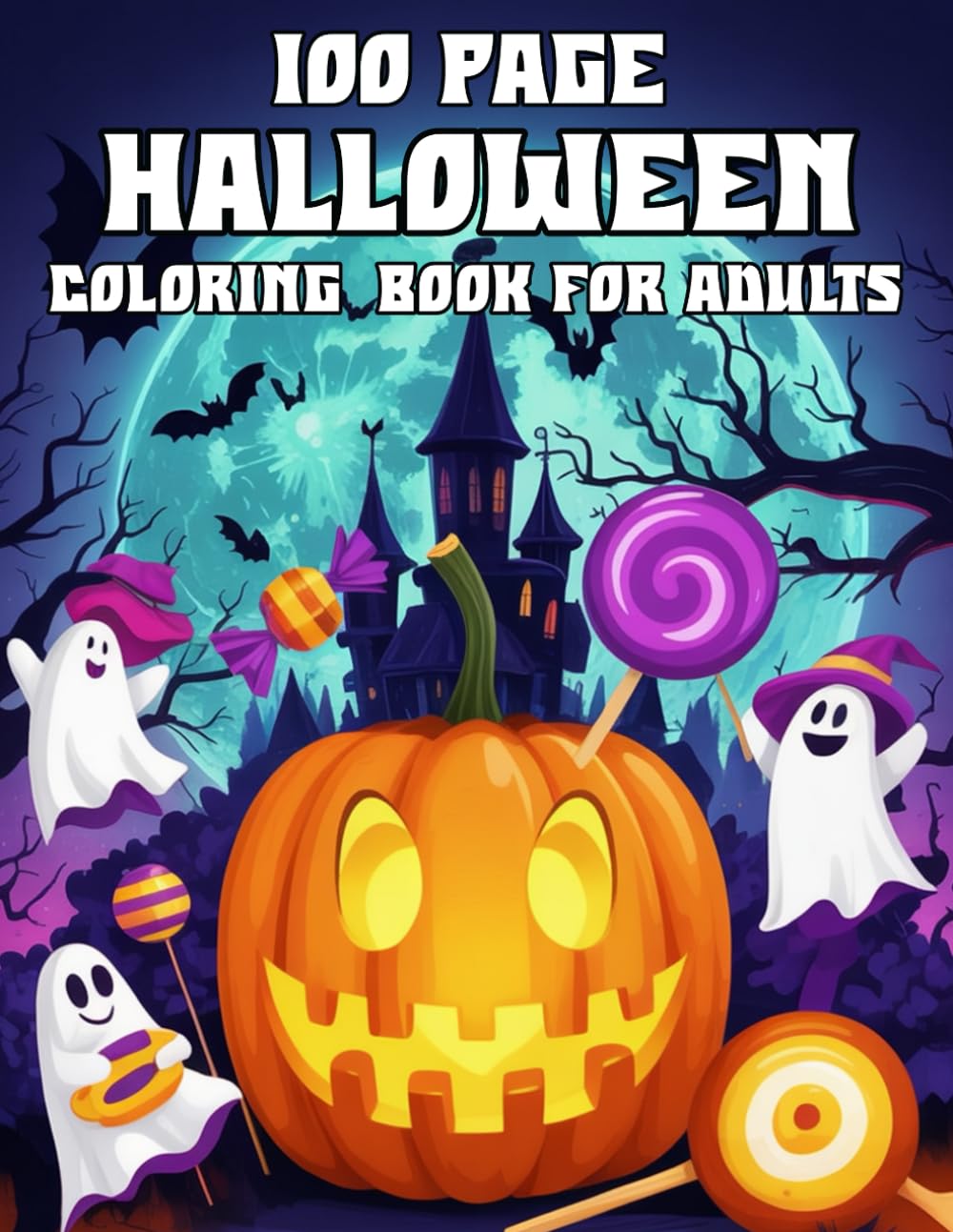 100 Page Halloween Coloring Book For Adults: 50 Spooky Halloween-Themed Coloring Pages for Adults | Halloween Haunted House Designs for Stress Relief and Relaxation baixar o livro de graça