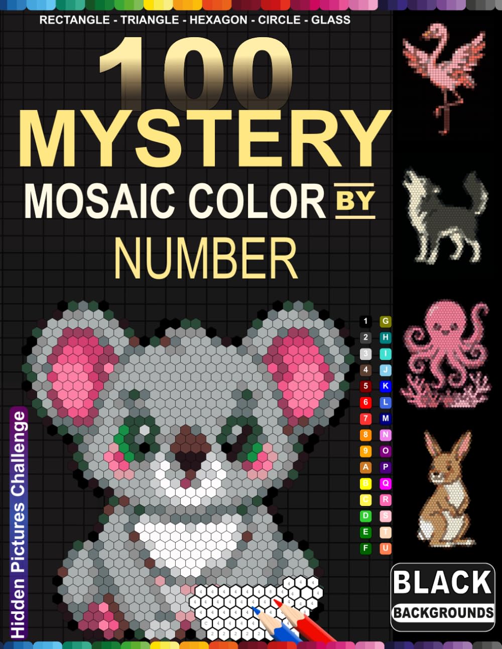 Cute Animals Color by Number Mystery Mosaic: 100 Hidden Cute & Baby Animals — Relaxing Mosaic Coloring Book for Adults, Teens & Seniors with Black Backgrounds baixar livro de graça
