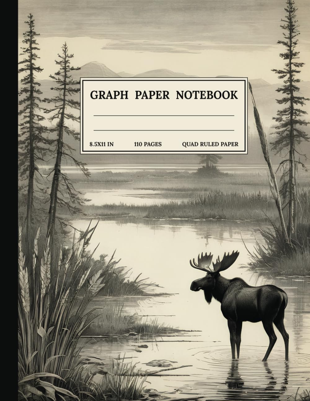 capítulo por capítulo baixar Graph Paper Composition Notebook: Quad Ruled 5x5 Moose Misty Marsh Black and White Vintage Aesthetic wildlife Illustration. For Students, Teachers. College, School, Office & Work