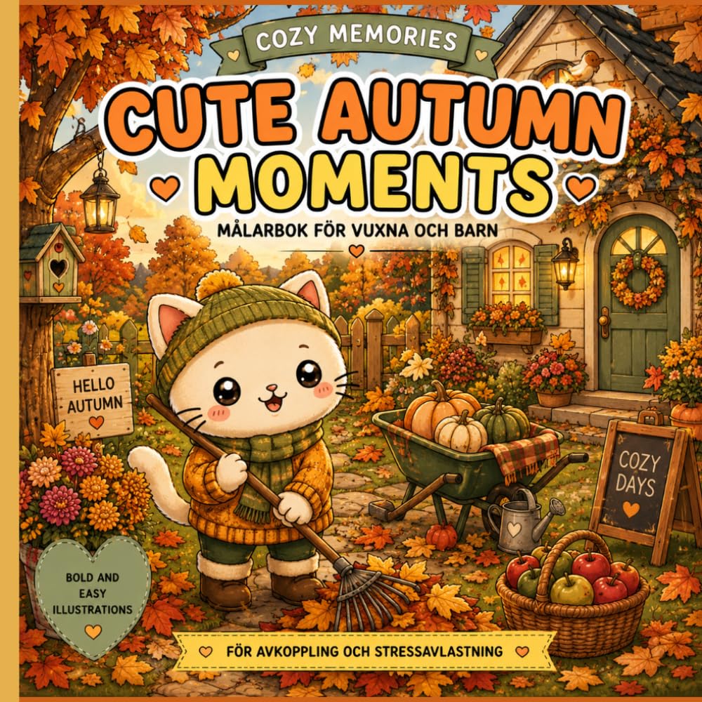 Cozy Memories: Cute Autumn Moments: Målarbok för vuxna och barn med söta höstmotiv, bold and easy illustrationer för avkoppling och stressavlastning (Swedish Edition) baixar livro de graça