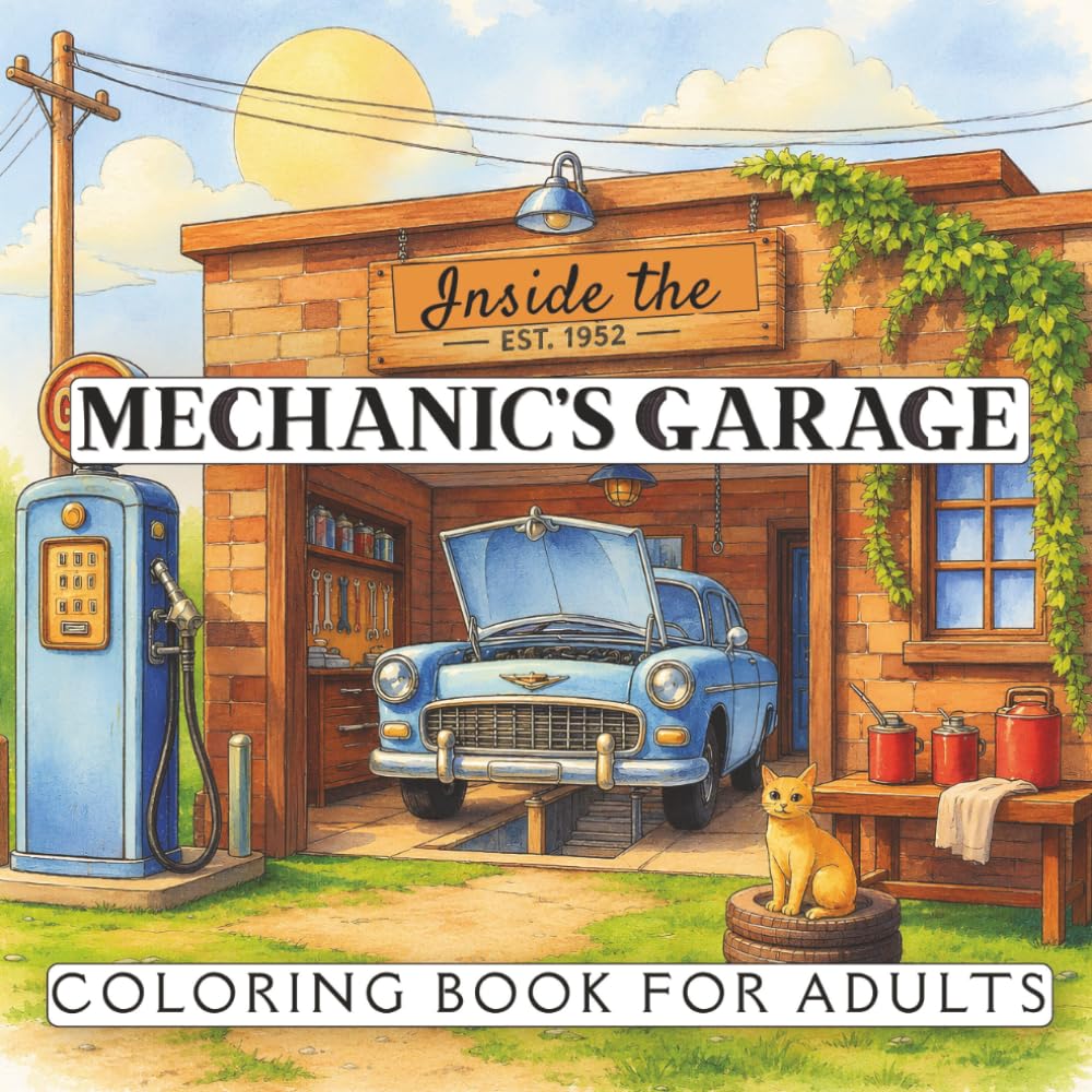 Inside The Mechanic's Garage Coloring Book For Adults: 30 Detailed Illustrations of Engines, Tools & Classic Cars baixar o livro de graça