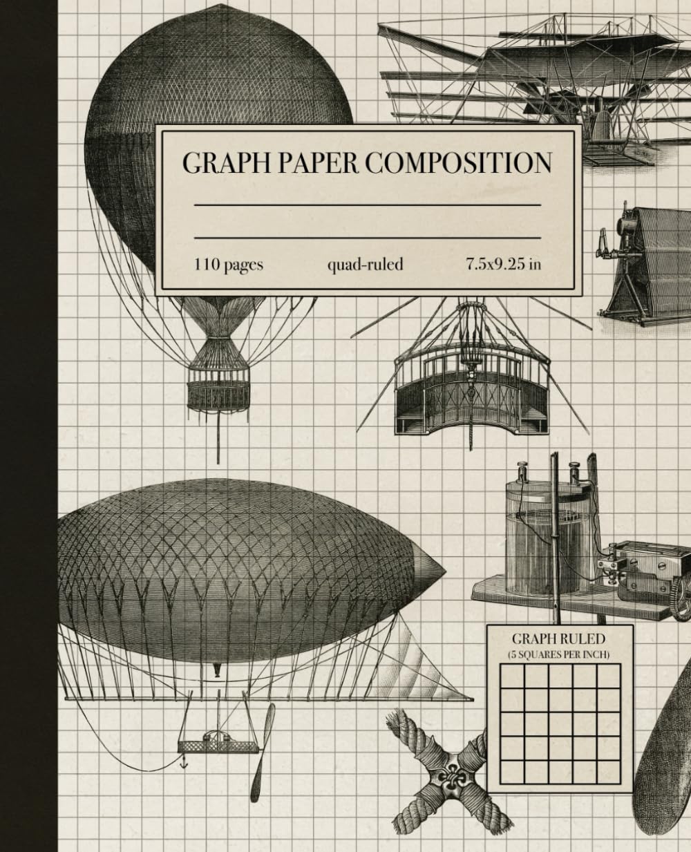 Graph Paper Composition Notebook, 5x5 Quad-Ruled, 7.5"x9.25": Grid Paper for Math & Science Students, 5 Squares per Inch, 110 pages, Early Aerial Machines Illustration Cover baixar o livro de graça