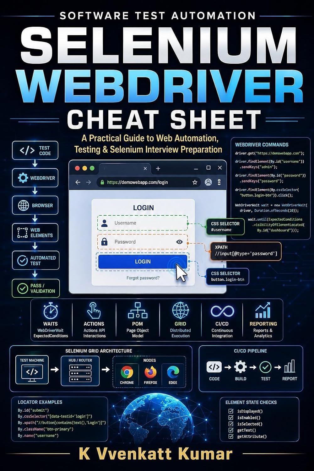 Selenium WebDriver Cheat Sheet: A Practical Guide to Web Automation, Testing & Selenium Interview Preparation (Automation Testing Cheat Sheets Book 1) (English Edition) baixar o livro de graça