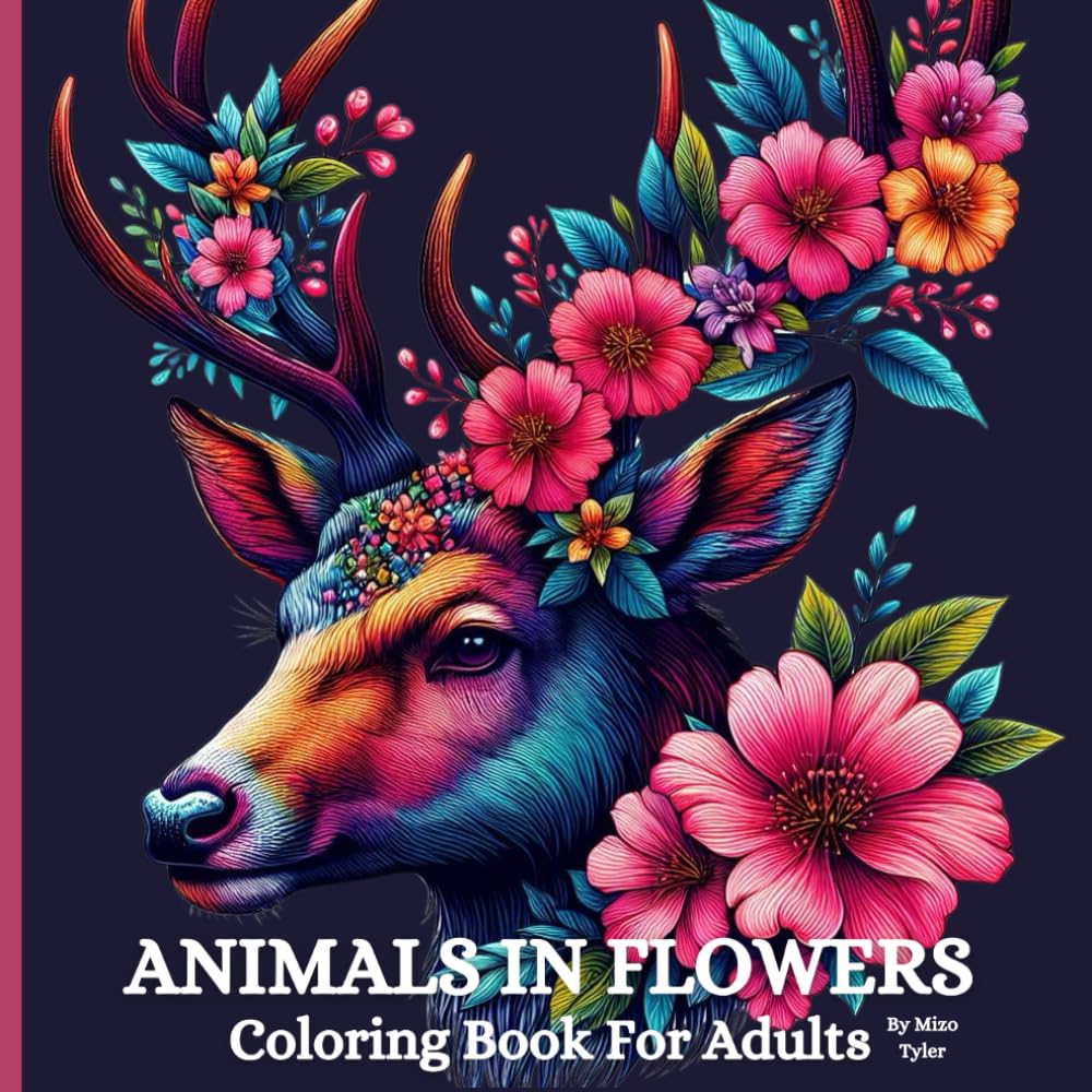 Animals in Flowers: A Relaxing and Creative Coloring Book For Adults baixar livro de graça