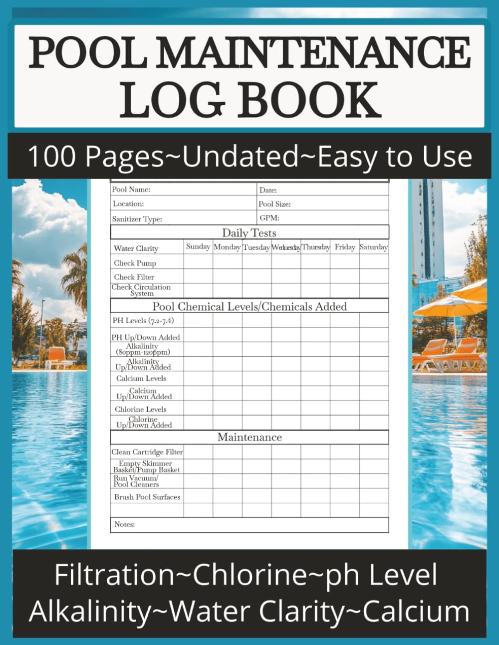 Pool Maintenance Log Book: Preventative Care Checklist Guide to track chemicals for Your Pool Service Business, Homeowners and Hotels baixar livro de graça