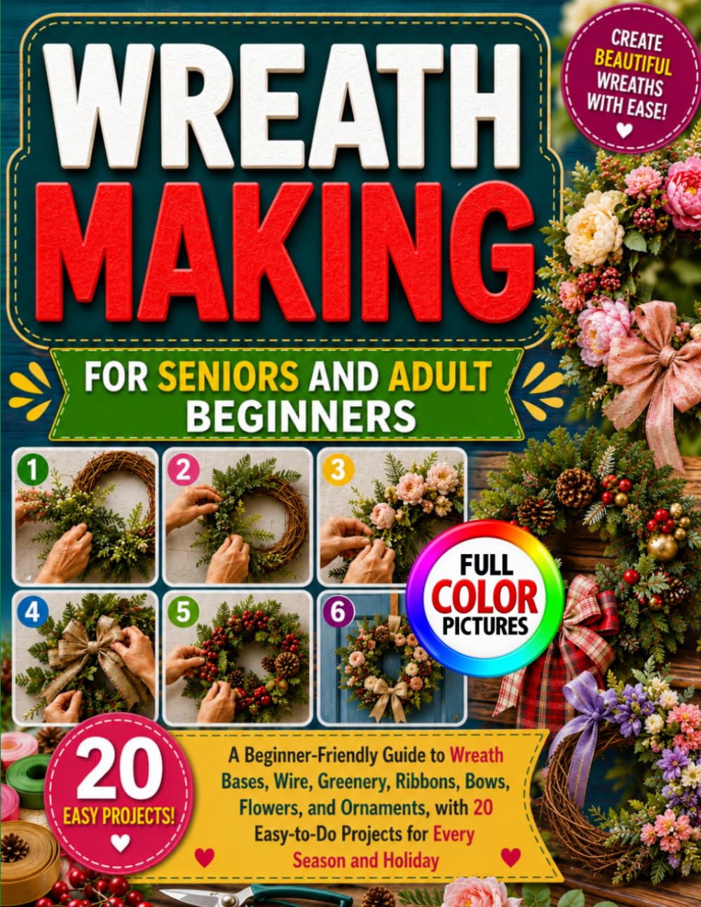 Wreath Making for Seniors and Adult Beginners: A Beginner-Friendly Guide to Wreath Bases, Wire, Greenery, Ribbons, Bows, Flowers, and Ornaments, with... Projects for Every Season and Holiday baixar livro de graça