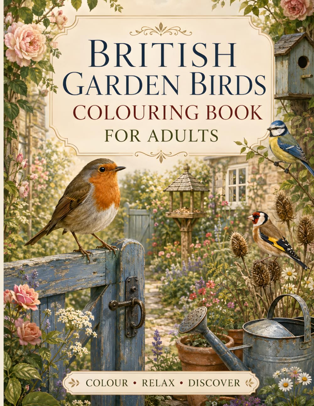 British Garden Birds Colouring Book for Adults: 40 Relaxing and Realistic Scenes Featuring Robins, Blue Tits, Goldfinches and Other Familiar Birds of Britain baixar livro de graça