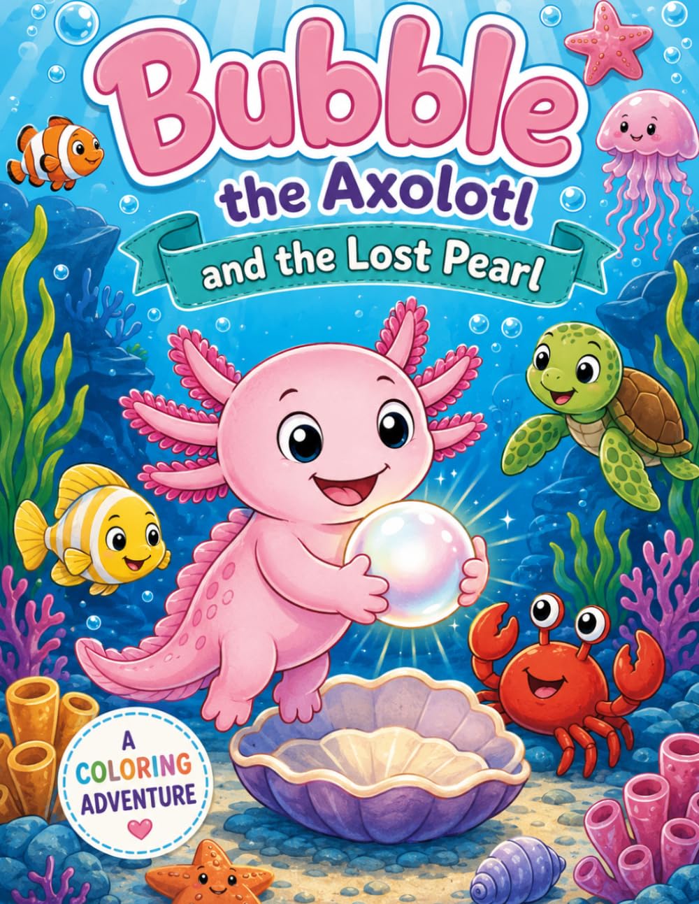 capítulo por capítulo baixar BUBBLE THE AXOLOTL AND THE LOST PEARL: A Fun Coloring Story Adventure for Kids