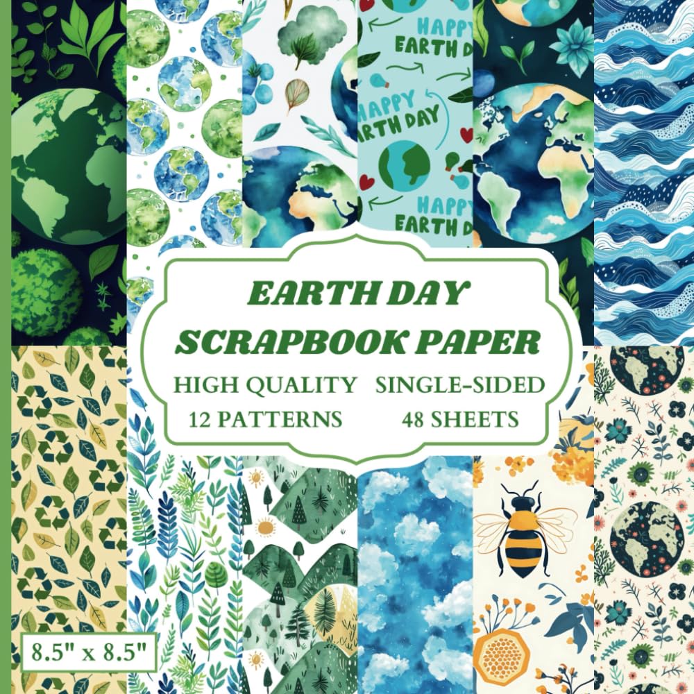 Earth Day Scrapbook Paper: 12 Colorful Nature Themed Designs - 48 Single Sided Sheets - High Quality Craft Paper Pad for Artists to Use in Collages, Junk Journals and Art Projects baixar livro de graça