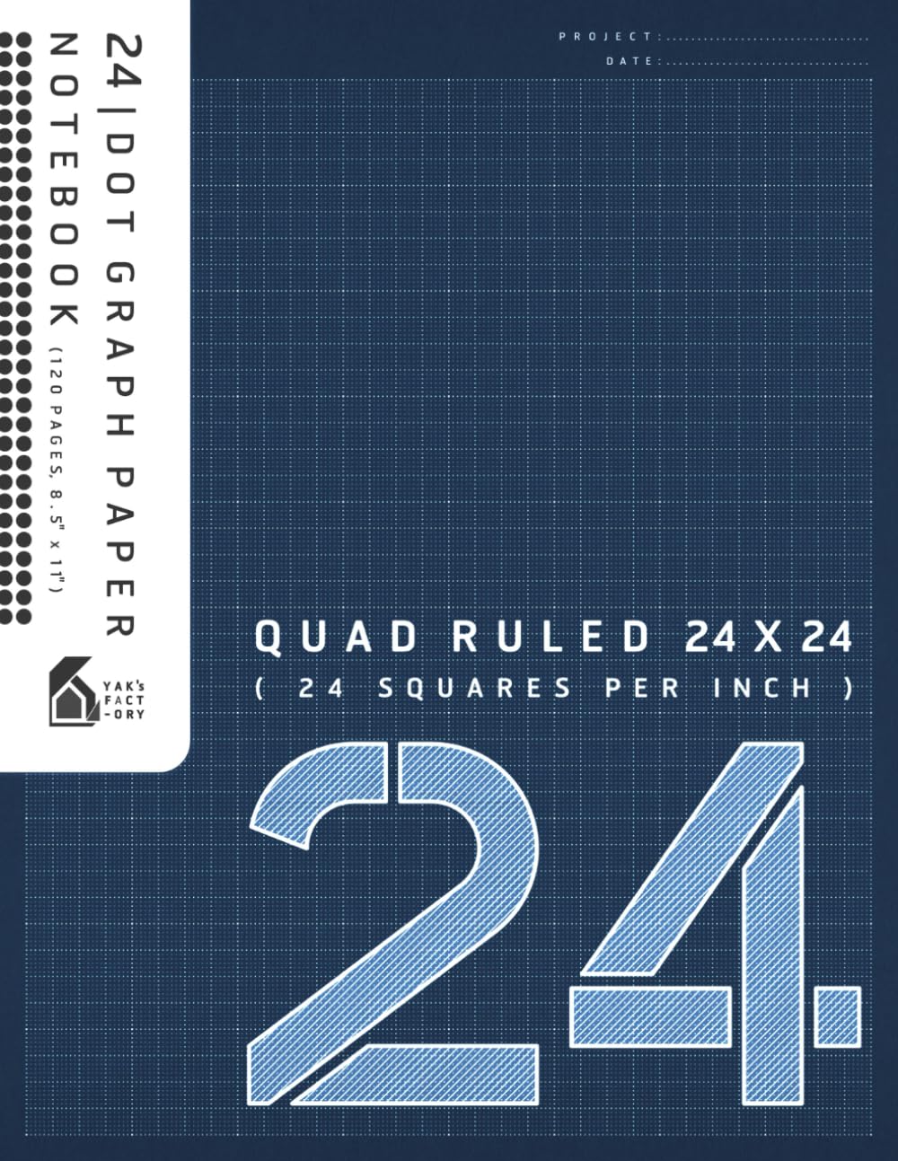 24 | Dot Graph Paper Notebook Quad Ruled 24x24 (24 Squares/Inch) Light Gray Dots (1-Inch Grid Highlight) 120 pages (8.5x11): Minimalist Dot Grid Graph ... Math and Science, (Japanese Blue Cover)