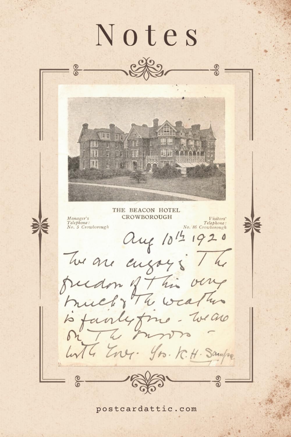 Notes: Beacon Hotel Crowborough Vintage Postcard Notebook baixar o livro de graça