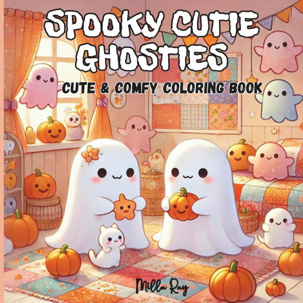 ler totalmente Spooky Cutie Ghosties: Coloring Book for Adults and Teens with Cute Creepy Ghosts and Creatures in Cozy Hygge Moments and Fun Adventures for Relaxation