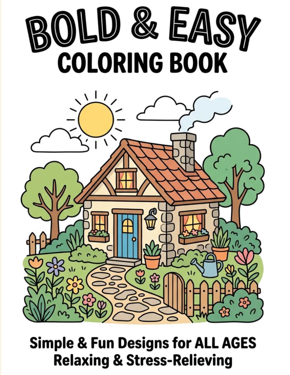 Bold and Easy Objects Coloring Book: 50 Simple and Cozy Designs for Adults and Kids, Large Print Minimalist Coloring Pages for Relaxation baixar o livro de graça