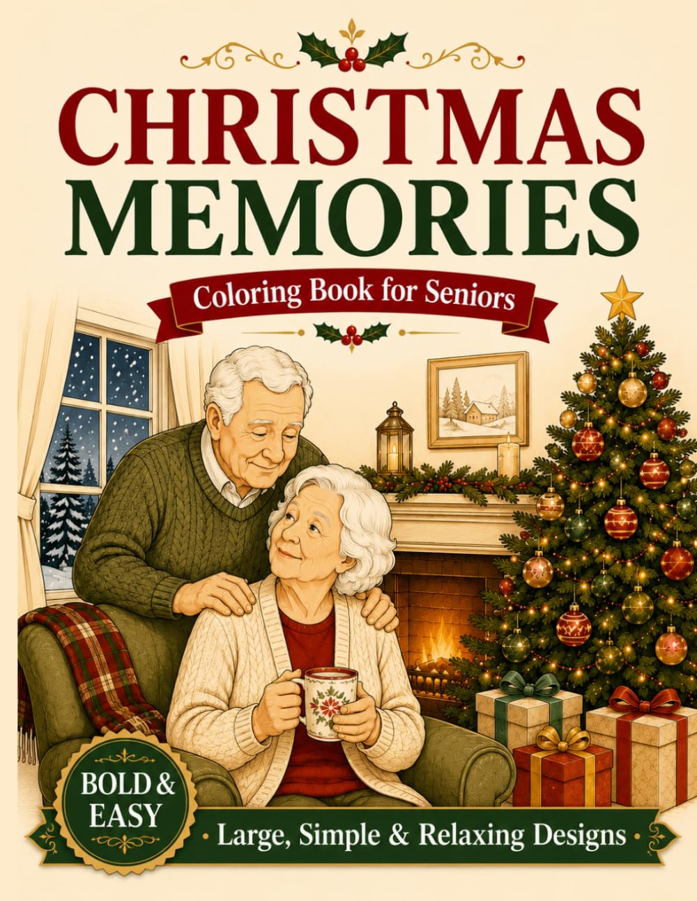 ler totalmente Christmas Coloring Book for Seniors: Nostalgic Holiday Memories with 40 Large, Easy-to-Color Old-Fashioned Scenes and Memory Prompts