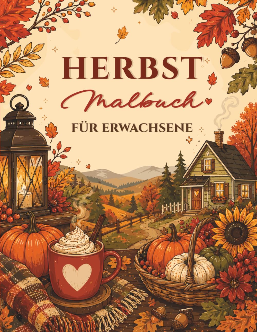 Herbst Malbuch für Erwachsene: 50 handgezeichnete Szenen zum Entspannen – mit Kürbissen, Waldtieren, Pilzen und gemütlichen Landschaften. (German Edition) baixar livro de graça