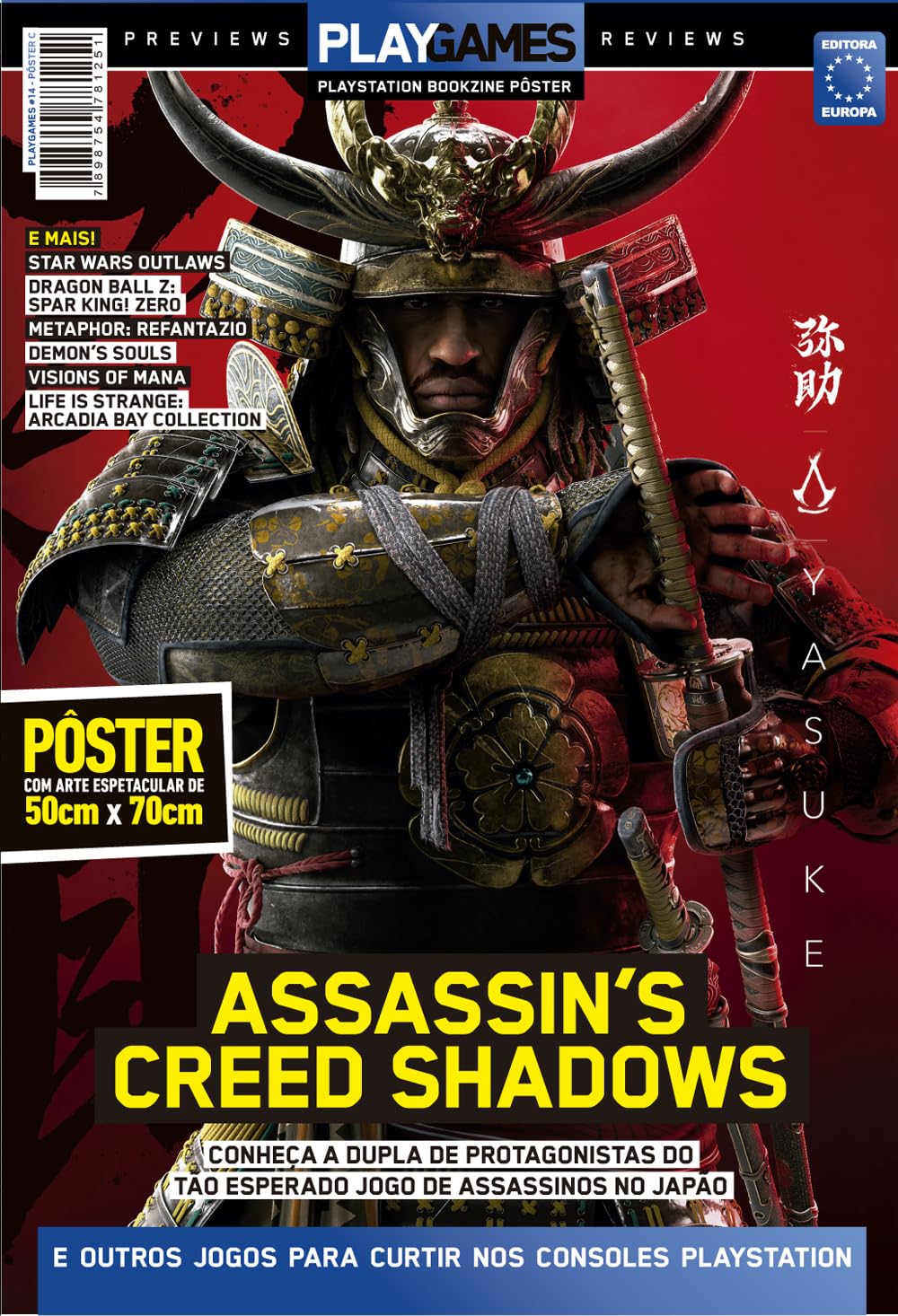 ler totalmente Assassin's Creed Shadows - Superpôster PlayGames
