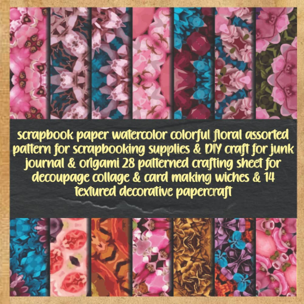 scrapbook paper watercolor colorful floral assorted pattern for scrapbooking supplies & DIY craft for junk journal & origami 28 patterned crafting ... wiches & 14 textured decorative papercraft